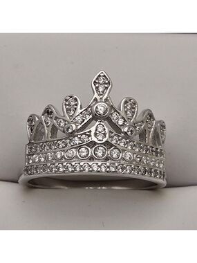Crown Queen Ring Silver Tone Size 9 NEW